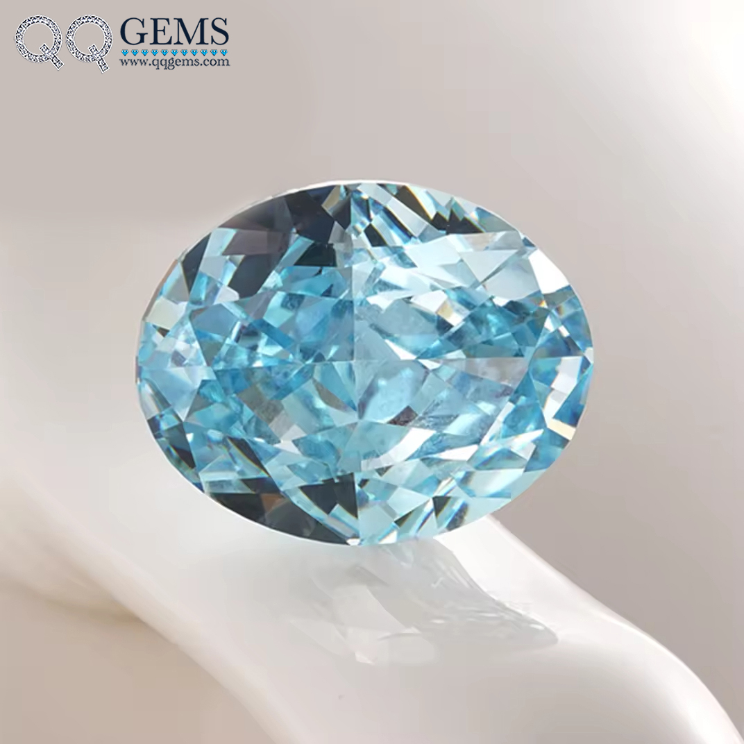7A Grade Oval Crushed Ice Cut Aquamarine High Carbon Diamond Loose Gemstones Synthetic Oval Shape Ice Flower Cut CZ Zircon Gems - Image 4