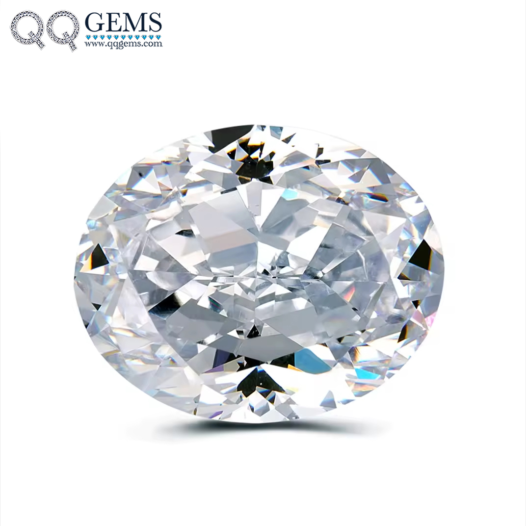 7A Grade Oval Shape Crushed Ice Cut White Color High Carbon Diamond Loose Gemstones Synthetic Cubic Zirconia Cz Diamond Gems