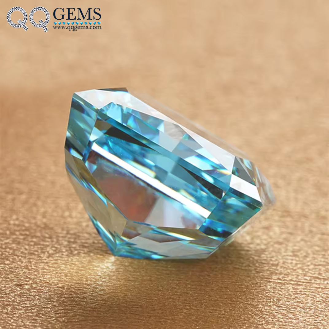 7A Grade Quality Square Ice Flower Cut Corner Aqua Blue High Carbon Diamond Loose Gemstones Synthetic Middle Aquamarine Zircon - Image 2