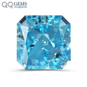 7A Grade Quality Square Ice Flower Cut Corner Aqua Blue High Carbon Diamond Loose Gemstones Synthetic Middle Aquamarine Zircon