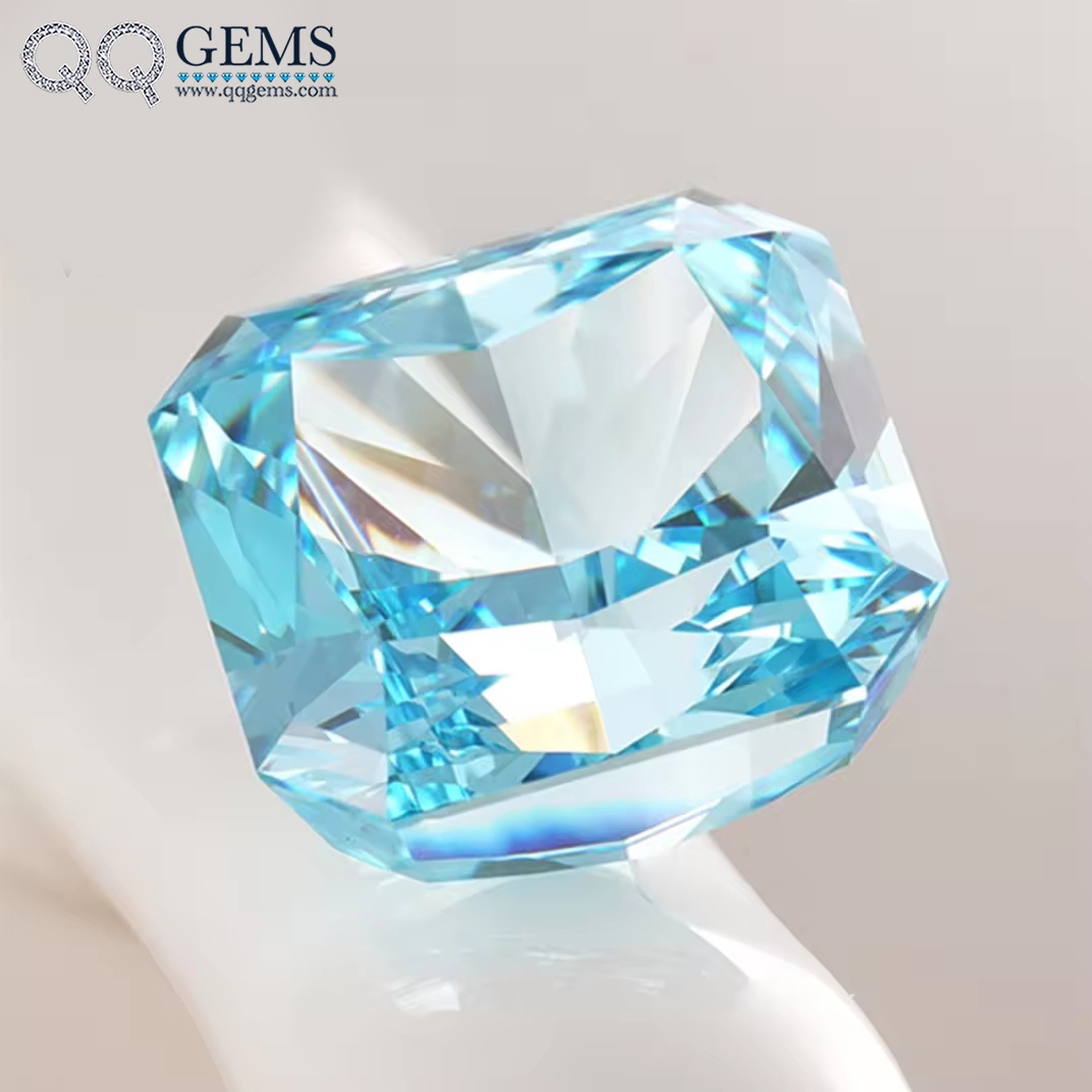 7A Grade Quality Square Ice Flower Cut Corner Aqua Blue High Carbon Diamond Loose Gemstones Synthetic Middle Aquamarine Zircon - Image 4