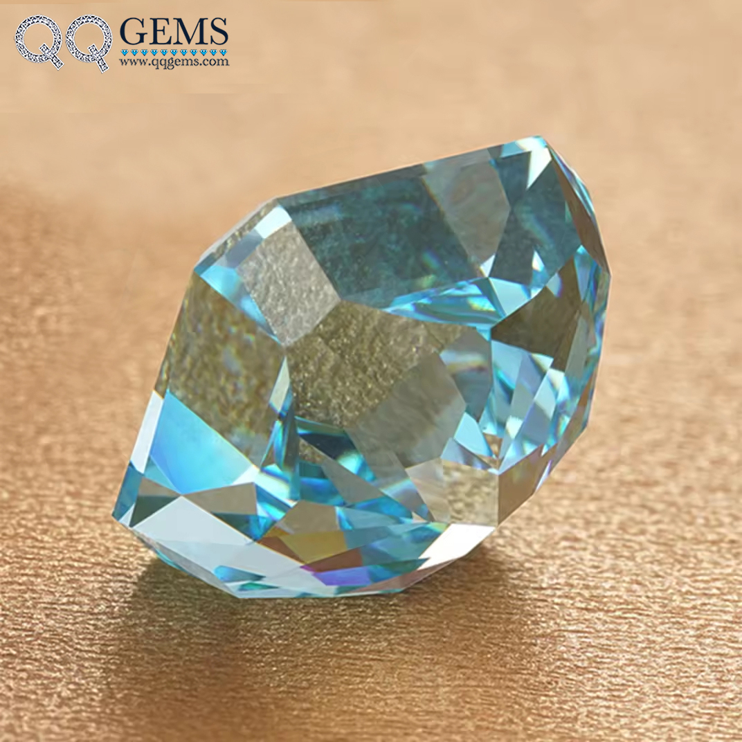 7A Grade Quality Square Ice Flower Cut Corner Aqua Blue High Carbon Diamond Loose Gemstones Synthetic Middle Aquamarine Zircon - Image 5