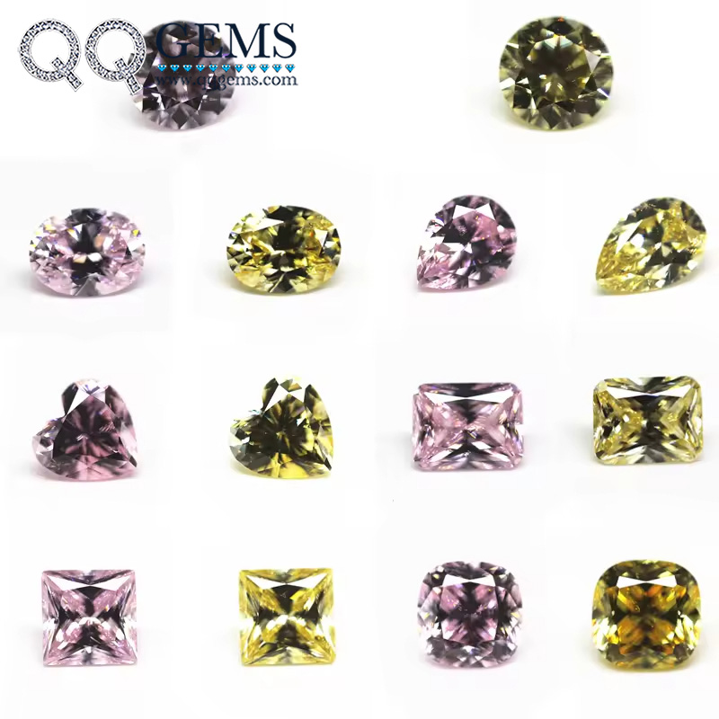 9A Grade Quality Round/oval/pear/heart/cushion/square Cut USA Canary Yellow High Carbon Diamond Loose Stones Cubic Zirconia Gems