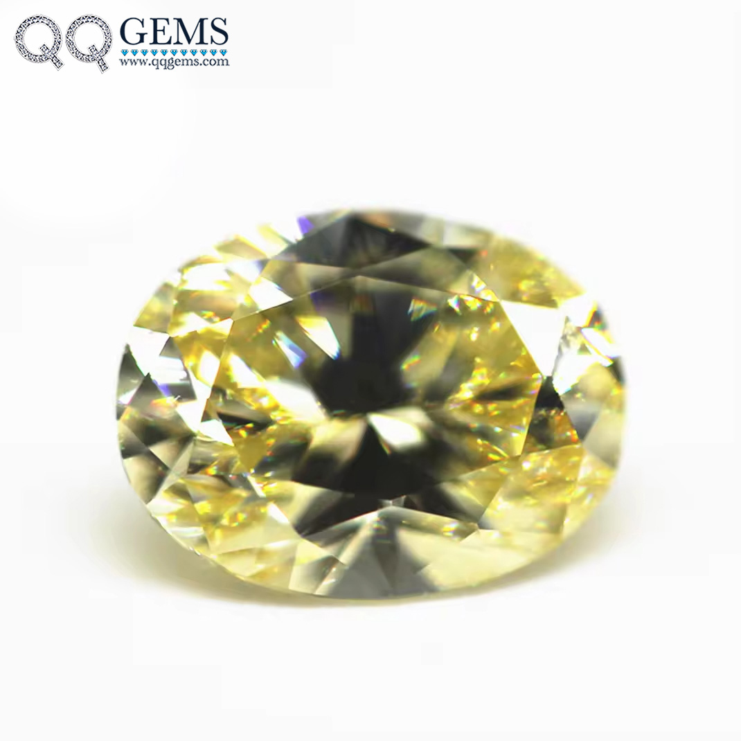 9A Grade Oval Machine Cut Light Yellow High Carbon Diamond Loose Gemstones Synthetic Simulated Diamond Cubic Zirconia Gems