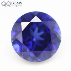 Good Quality Round Brilliant Cut 34# Blue Sapphire Corundum Loose Gemstones Round Shape Synthetic 34# Corundum Sapphire Stones