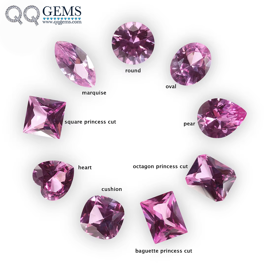 Round/oval/pear/heart/cushion/octagon Cut 2# pink Ruby Corundum Gemstones Fancy Cut Synthetic 2# pink Sapphire Corundum Stones