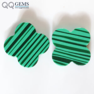 Wholesale New Product Natural Malachite Gemstones Four Leaf Clover Shape High Quality Loose Natural Stone for Sale