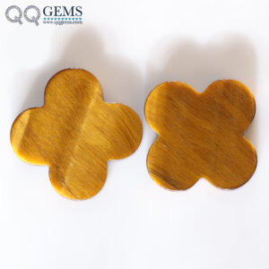Wholesale New Product Natural Tiger's Eye Gemstones Four Leaf Clover Shape High Quality Loose Natural Stone for Sale