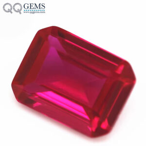 Wuzhou Gems Factory Price Octagon Step Cut 5# Ruby Corundum Loose Gemstones Synthetic Emerald Cut Ruby Red 5# Corundum Gemstones