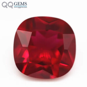 Wuzhou Gems Machine Cut Cushion Cut 5# Ruby Corundum Stones Cushion Shape Synthetic Pigeon Blood Red Corundum 5# Ruby Gemstones