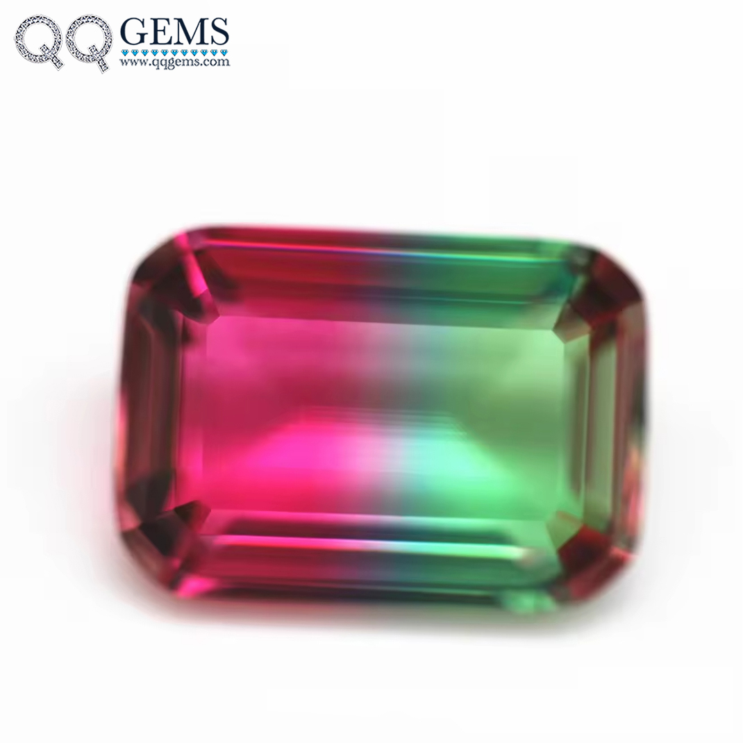 4*6mm-13*18mm Octagon Step Cut Shape Synthetic Tourmaline Loose Gemstones Rectangle Emerald Cut Crystal Glass Tourmaline Gems