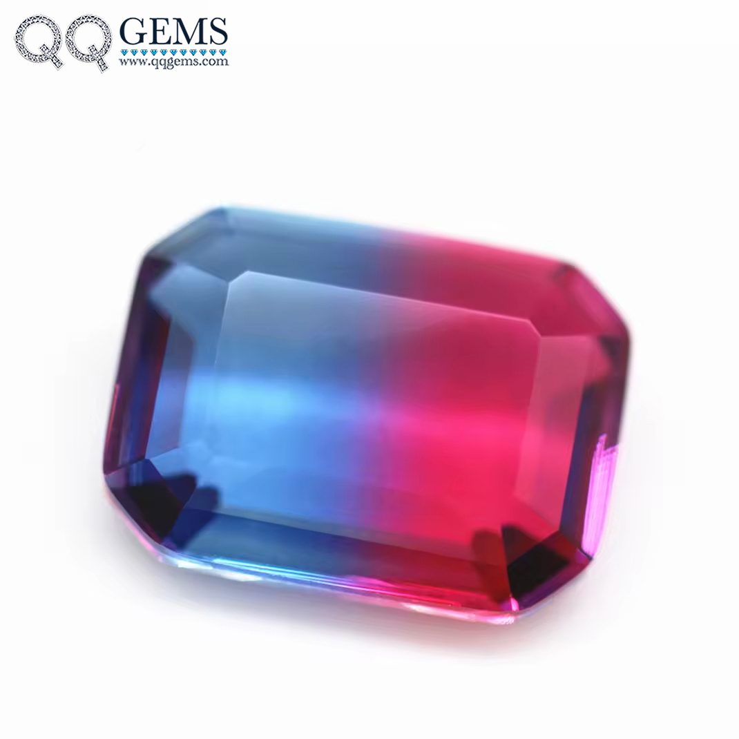 4*6mm-13*18mm Octagon Step Cut Shape Synthetic Tourmaline Loose Gemstones Rectangle Emerald Cut Crystal Glass Tourmaline Gems