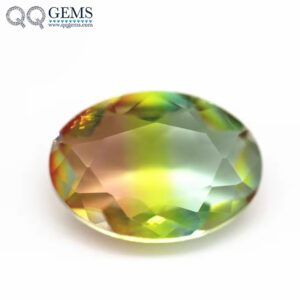 Wholesale Oval Faceted Cut Shape Synthetic Tourmaline Loose Gems Interphas Multicolor Joint Process Crystal Glass