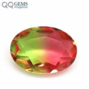 5*7mm-13*18mm Oval Faceted Cut Shape Synthetic Tourmaline Loose Gemstones Interphase Multicolor Joint Process Crystal Glass Gems