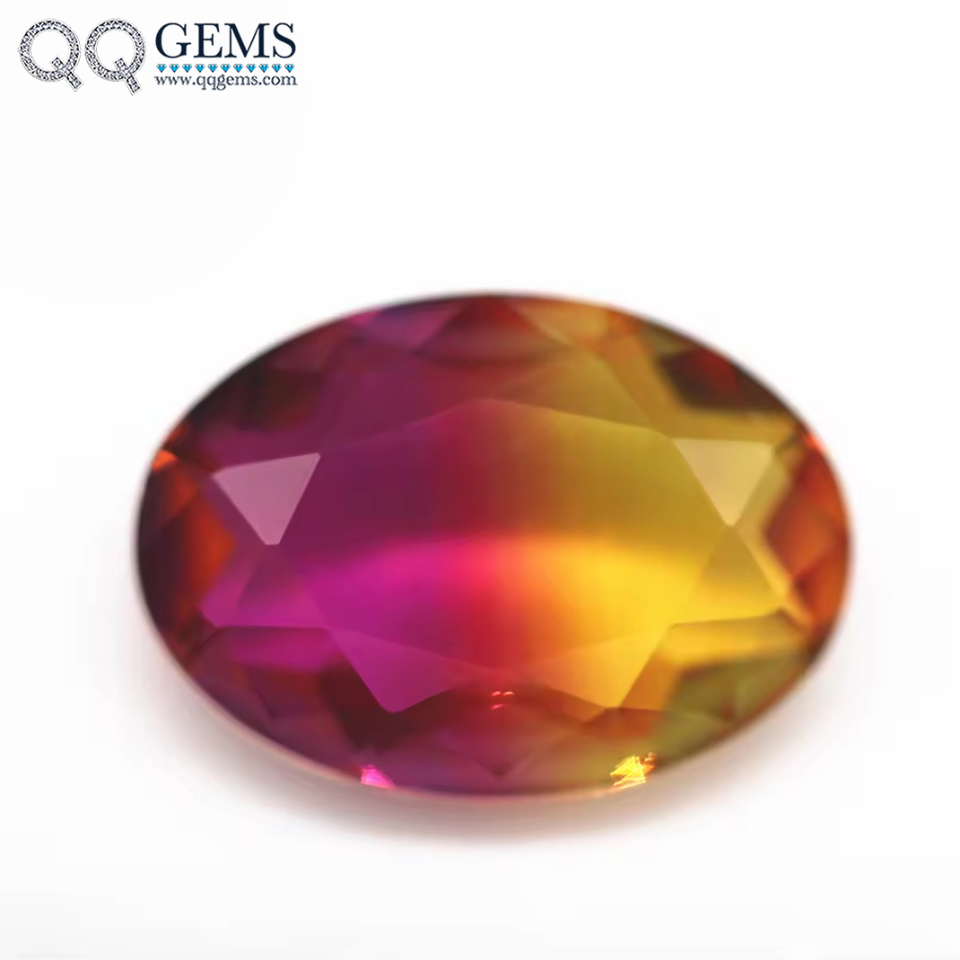 5*7mm-13*18mm Oval Faceted Cut Shape Synthetic Tourmaline Loose Gemstones Mixed Multicolor Splice Process Crystal Glass Gems