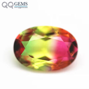 5*7mm-13*18mm Oval Faceted Cut Shape Synthetic Tourmaline Loose Gemstones Mixed Multicolor Splice Process Crystal Glass Gems
