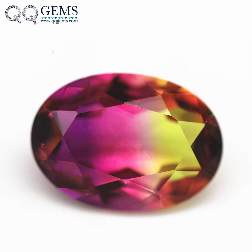 5*7mm-13*18mm Oval Faceted Cut Shape Synthetic Tourmaline Loose Gemstones Mixed Multicolor Joint Process Crystal Glass Gems
