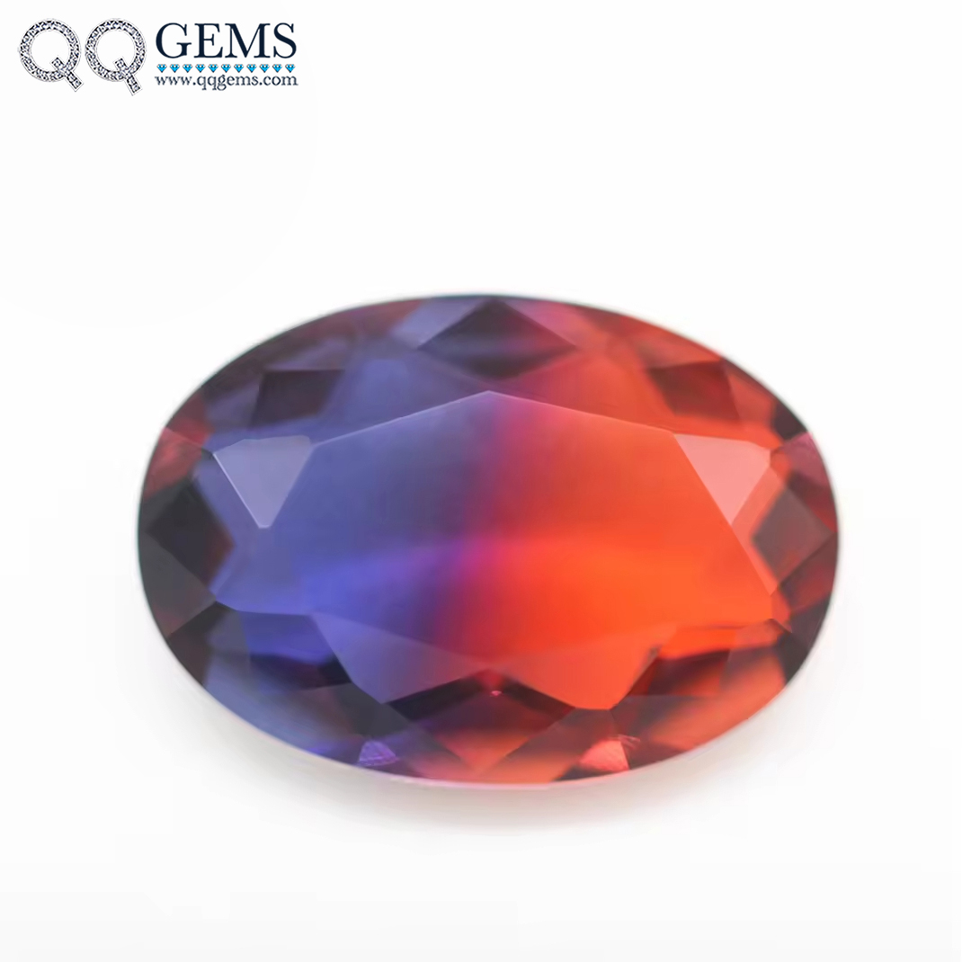 5*7mm-13*18mm Oval Faceted Cut Shape Synthetic Tourmaline Loose Gemstones Mixed Multicolor Joint Process Crystal Glass Gems
