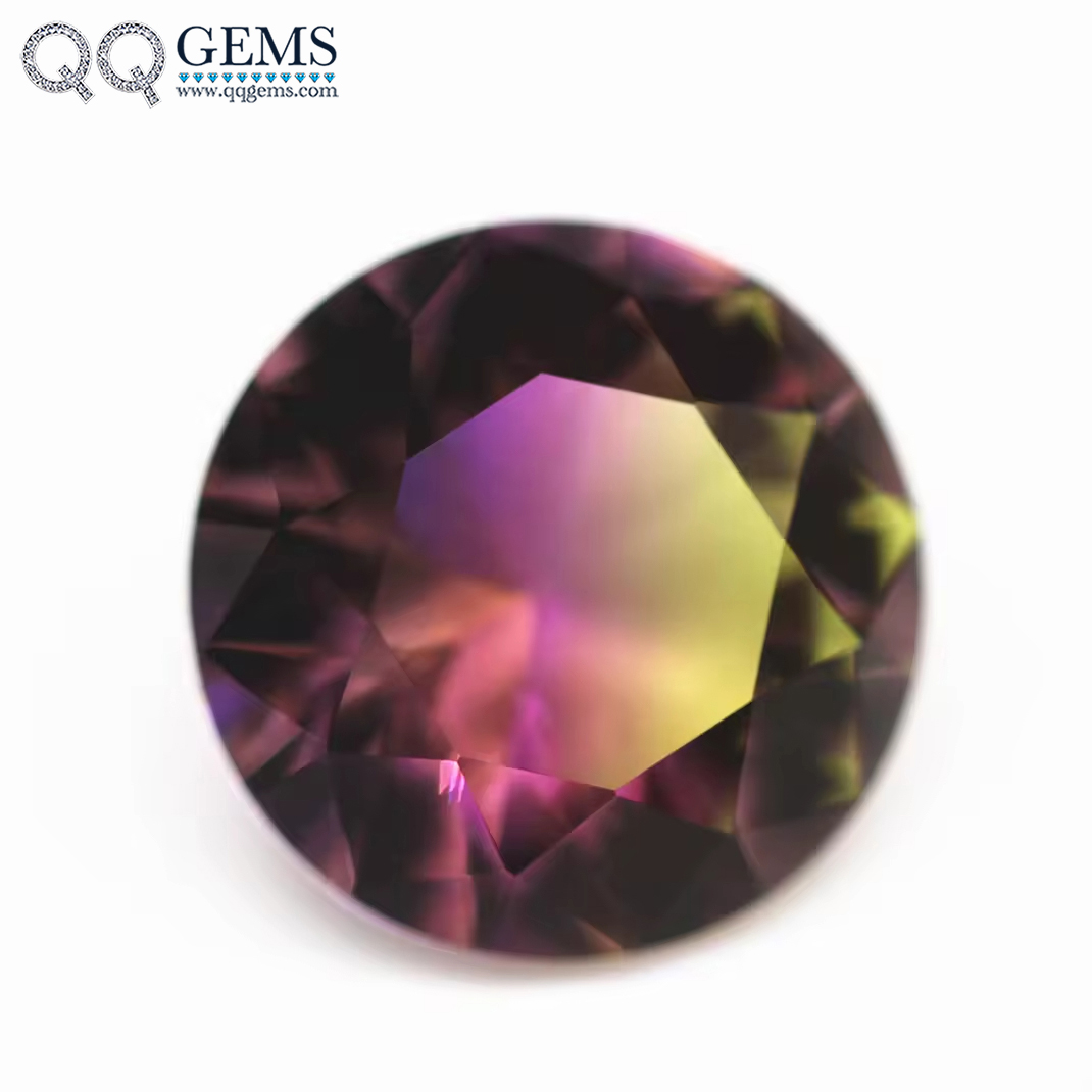 6.0mm -16mm Round Brilliant Cut Shape Synthetic Tourmaline Loose Gems Interphase Mixed Color Joint Process Crystal Glass Gems