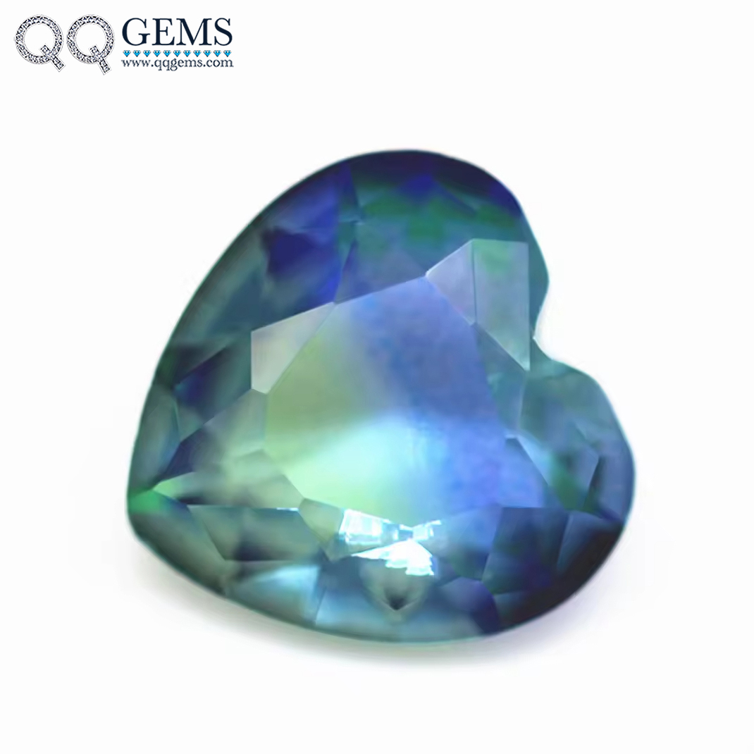 6*6mm-16*16mm Heart Faceted Cut Shape Synthetic Tourmaline Loose Gems Interphase Multicolor Joint Technology Crystal Glass Gems
