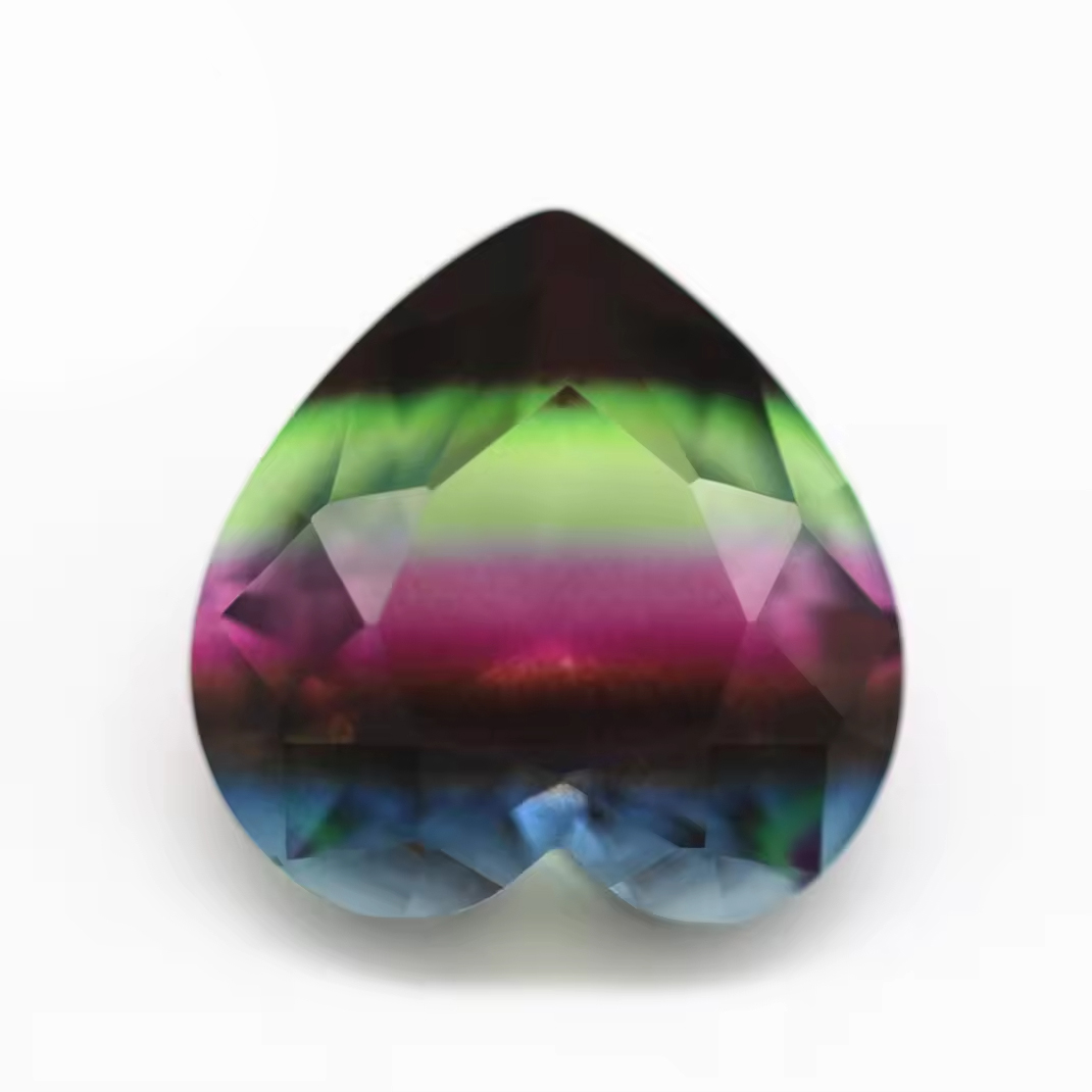 6*6mm-16*16mm Heart Faceted Cut Shape Synthetic Tourmaline Loose Gems Interphase Multicolor Joint Process Crystal Glass Gems - Image 5