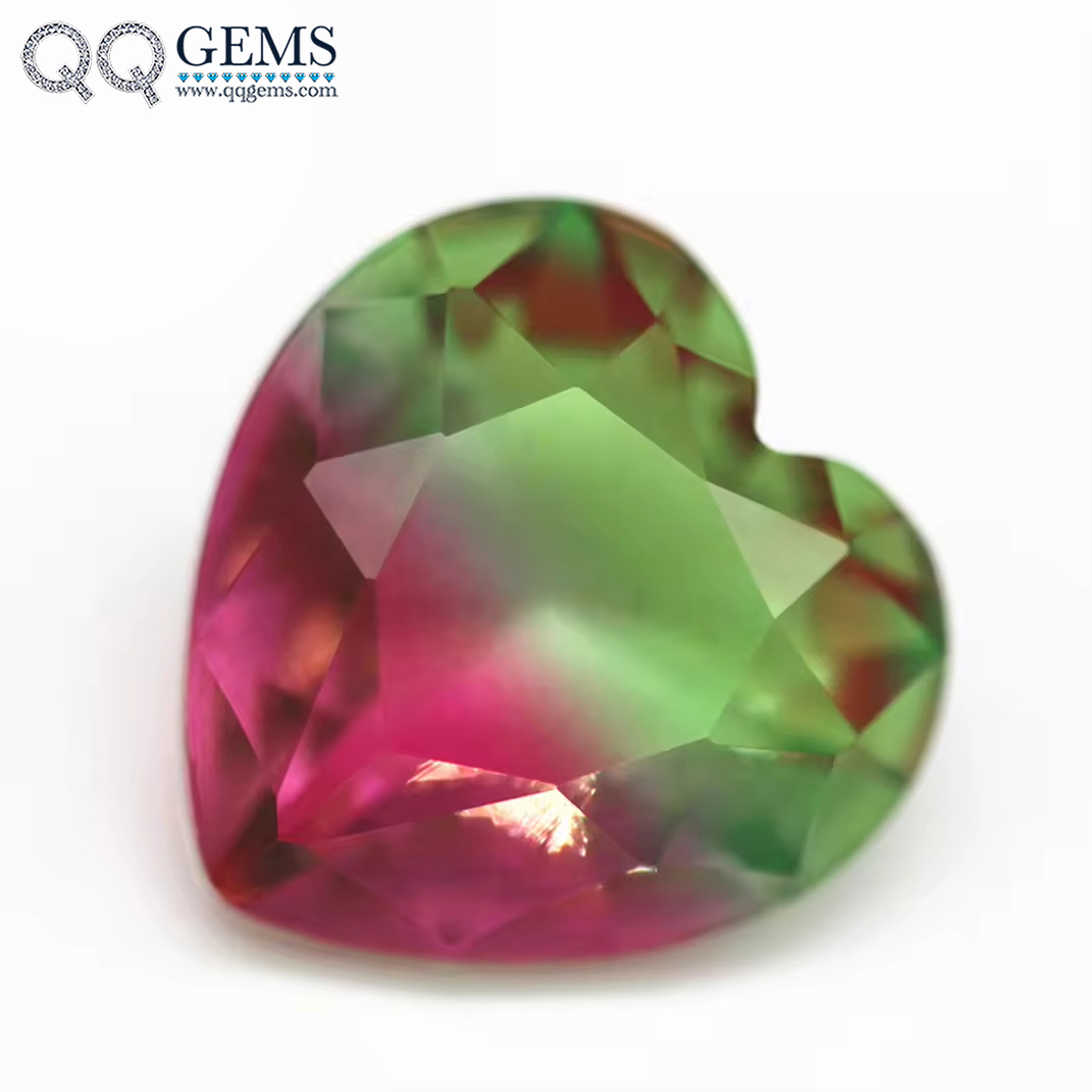 6*6mm-16*16mm Heart Faceted Cut Shape Synthetic Tourmaline Loose Gems Interphase Multicolor Joint Technology Crystal Glass Gems