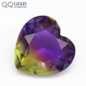 6*6mm-16*16mm Heart Faceted Cut Shape Synthetic Tourmaline Loose Gems Interphase Multicolor Splice Technology Crystal Glass Gems