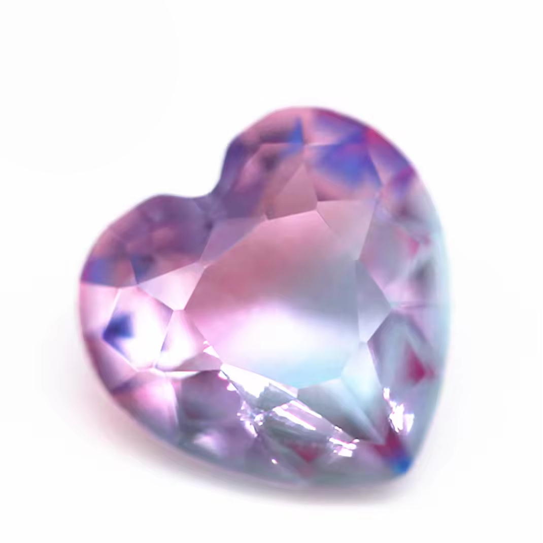 6*6mm-16*16mm Heart Faceted Cut Shape Synthetic Tourmaline Loose Gems Interphase Multicolor Splice Technology Crystal Glass Gems - Image 4