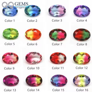 Wholesale 5*7mm-13*18mm Oval Faceted Cut Shape Synthetic Tourmaline Loose Gems Interphas Multicolor Joint Process Crystal Glass