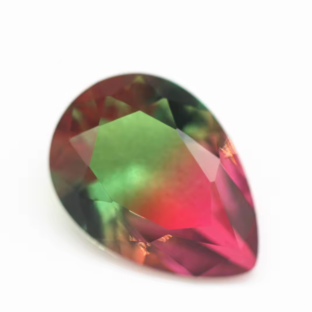 5*7mm-13*18mm Pear Faceted Cut Shape Synthetic Tourmaline Loose Gems Interphase Multicolor Splice Technology Crystal Glass Gems - Image 2