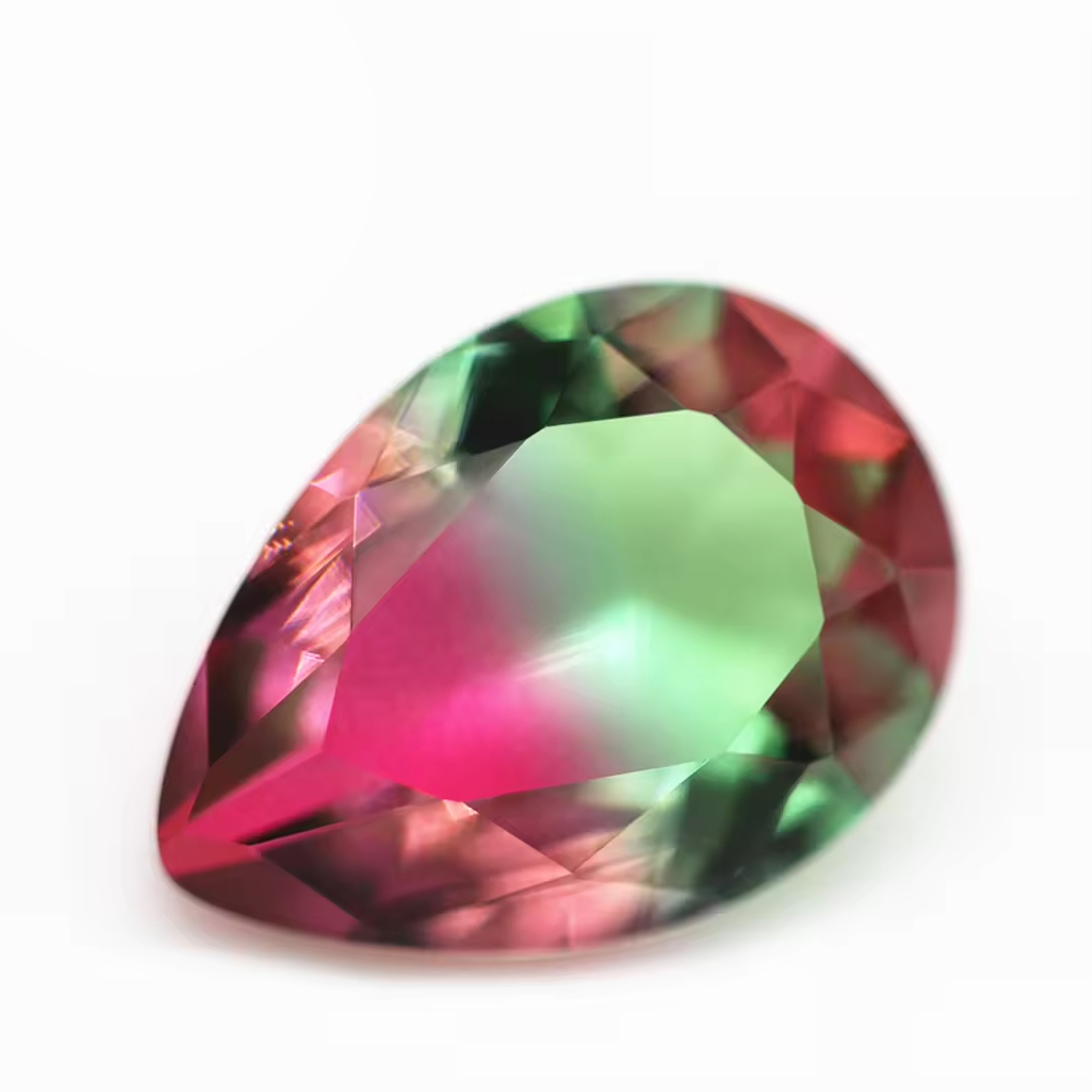 5*7mm-13*18mm Pear Faceted Cut Shape Synthetic Tourmaline Loose Gems Interphase Multicolor Splice Technology Crystal Glass Gems - Image 5