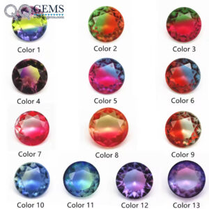 Wholesale 6.0mm-16mm Round Brilliant Cut Shape Synthetic Tourmaline Loose Gems Mixed Multicolor Joint Process Crystal Glass Gems