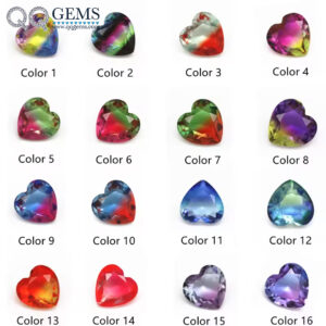 Wholesale 6*6-16*16mm Heart Faceted Cut Shape Synthetic Tourmaline Loose Gems Mixed Multicolor Joint Process Crystal Glass Gems