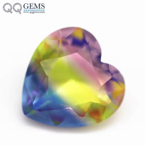 6*6mm-16*16mm Heart Faceted Cut Shape Synthetic Tourmaline Loose Gems Interphase Multicolor Technology Crystal Glass Gems
